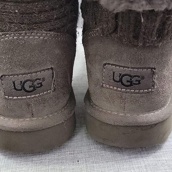 UGG Capra Gray Wool knit shearling lined Boots Ribbed - 1012287  women's sz 5 - Picture 7 of 10